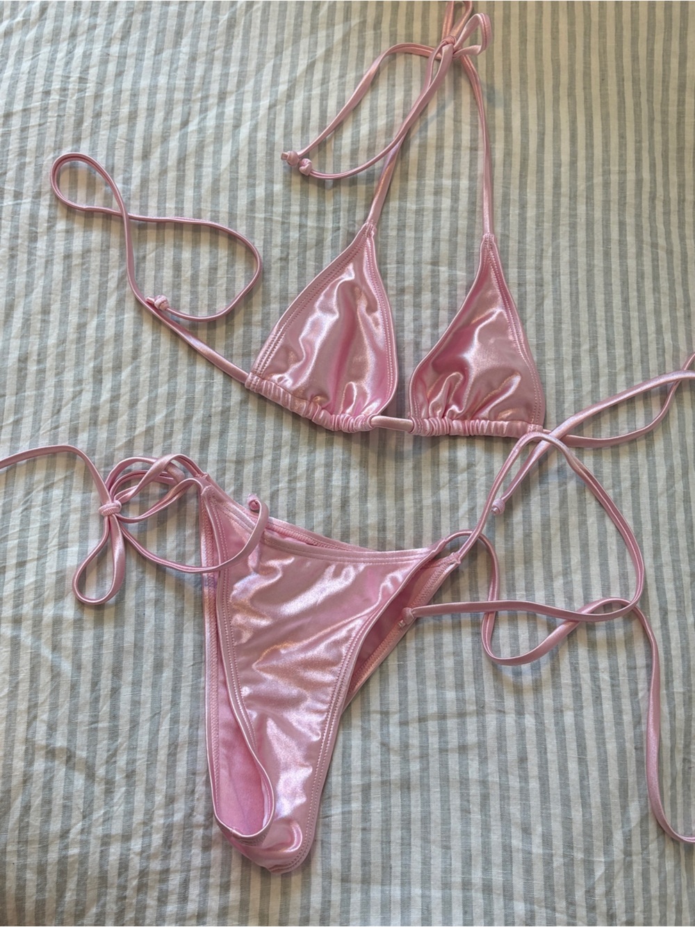Pink metallic bikini set
